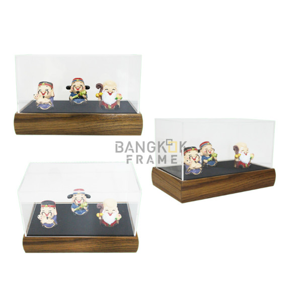 กรอบกล่องใสโชว์สินค้าฐานไม้